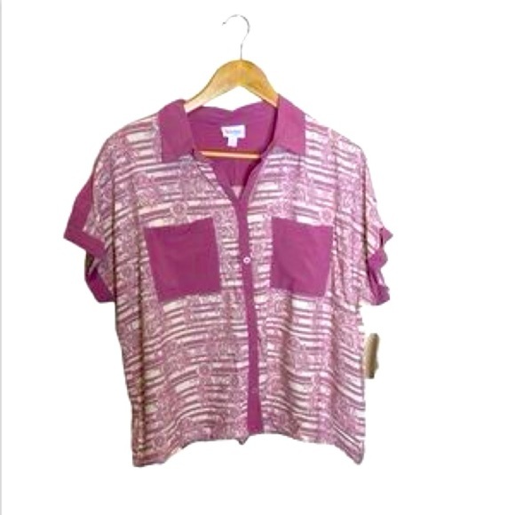 LuLaRoe Amy Pink and Cream Striped Blouse - Picture 1 of 2